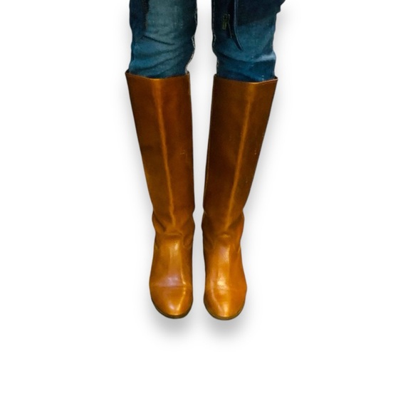 Brown genuine leather riding boots knee high made in Brazil 7.5 - Picture 2 of 5